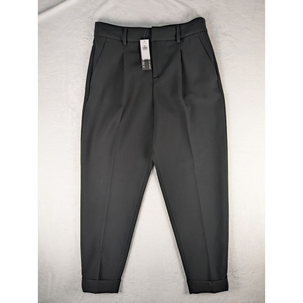 Banana Republic Martin Fit Ankle Pants Pleated Career Black Size 4